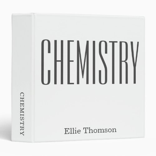 Personalized Name Chemistry School Subject White 3 Ring Binder