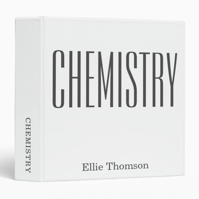 Personalized Name Chemistry School Subject White 3 Ring Binder (Front/Spine)
