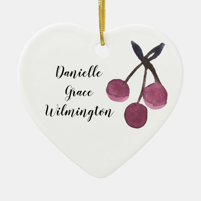 Personalized Name Cherry Christmas Ornament (Front)