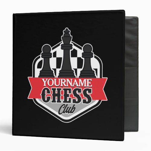 Personalized NAME Chess Player Club Checkmate 3 Ring Binder