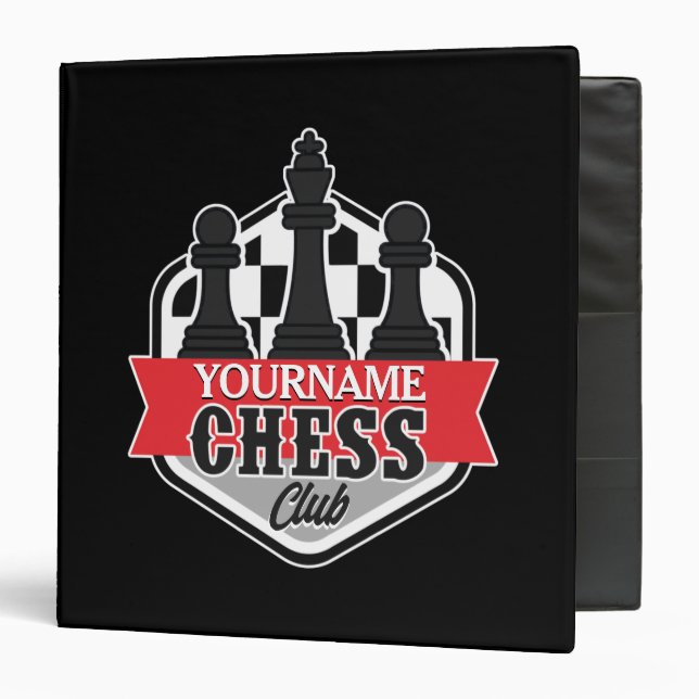 Personalized NAME Chess Player Club Checkmate 3 Ring Binder (Front/Inside)