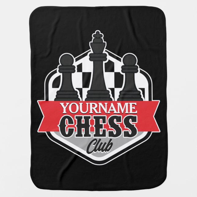 Personalized NAME Chess Player Club Checkmate  Baby Blanket (Front)