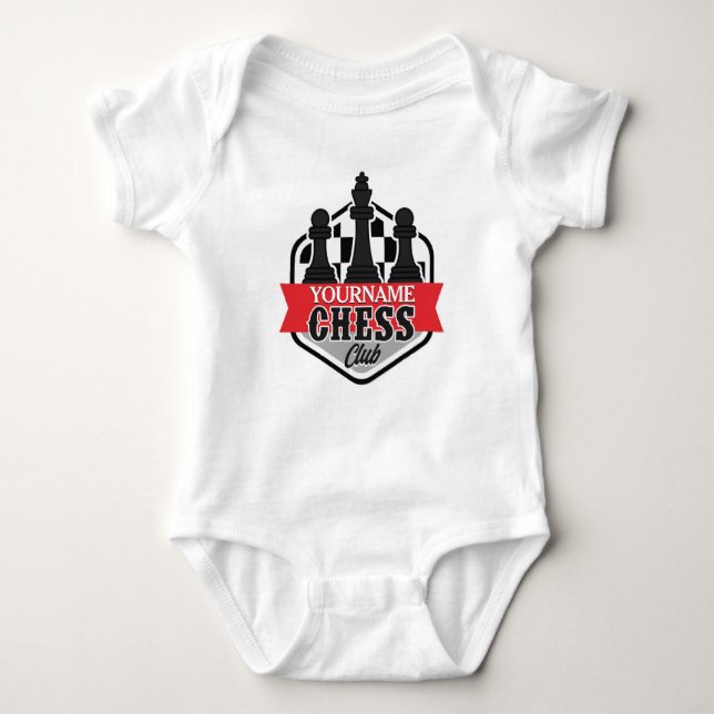 Personalized NAME Chess Player Club Checkmate  Baby Bodysuit (Front)