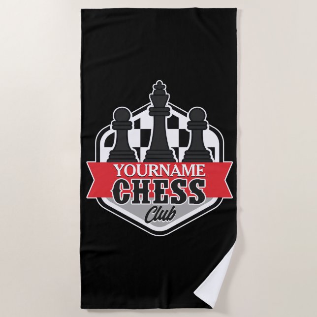 Personalized NAME Chess Player Club Checkmate   Beach Towel (Front)