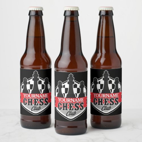 Personalized NAME Chess Player Club Checkmate   Beer Bottle Label