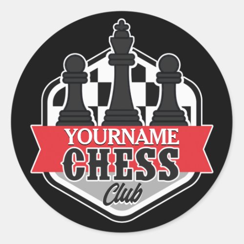 Personalized NAME Chess Player Club Checkmate Classic Round Sticker