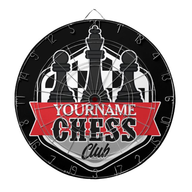 Personalized NAME Chess Player Club Checkmate Dart Board (Front)