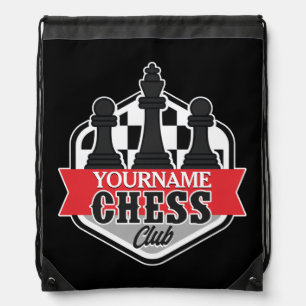 Personalized NAME Chess Player Club Checkmate Drawstring Bag