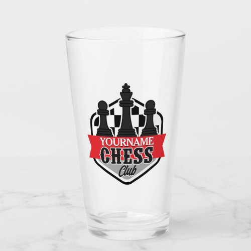 Personalized NAME Chess Player Club Checkmate  Glass