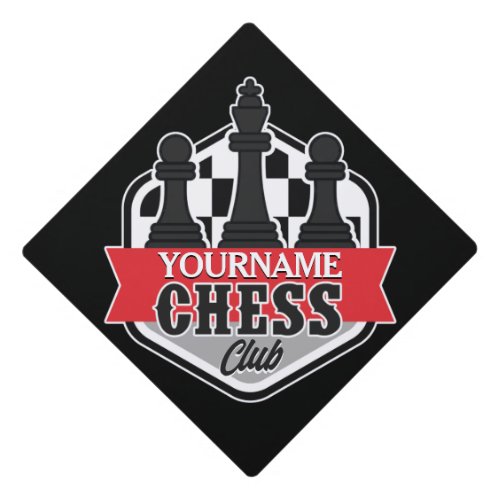 Personalized NAME Chess Player Club Checkmate   Graduation Cap Topper