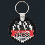 Personalized NAME Chess Player Club Checkmate  Keychain<br><div class="desc">Personalized NAME Chess Player Club Checkmate design - Customize with your Name or Custom Text!</div>