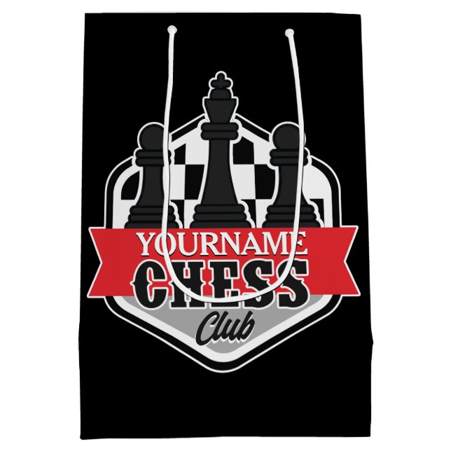 Personalized NAME Chess Player Club Checkmate Medium Gift Bag (Back)