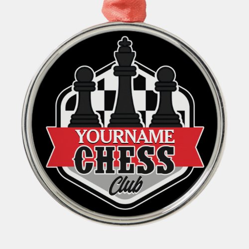 Personalized NAME Chess Player Club Checkmate Metal Ornament