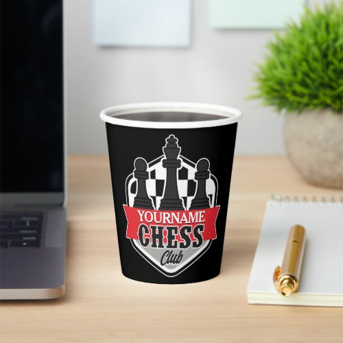 Personalized NAME Chess Player Club Checkmate  Paper Cups