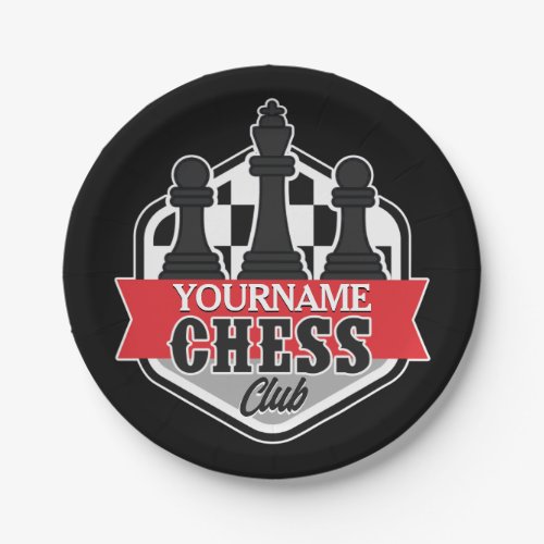 Personalized NAME Chess Player Club Checkmate  Paper Plates