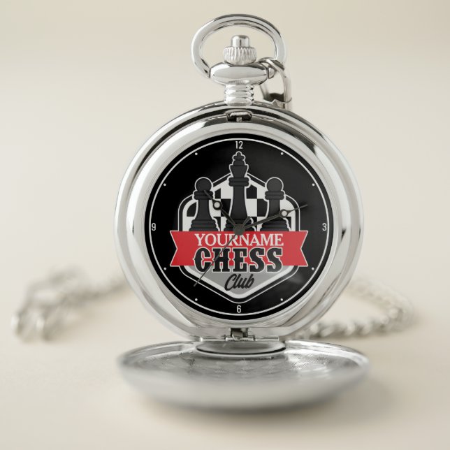 Personalized NAME Chess Player Club Checkmate  Pocket Watch (Inside)