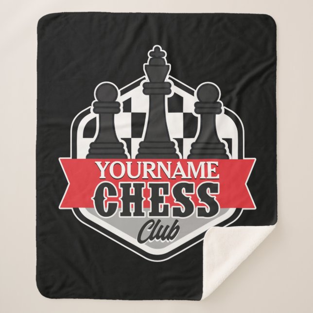 Personalized NAME Chess Player Club Checkmate   Sherpa Blanket (Front)