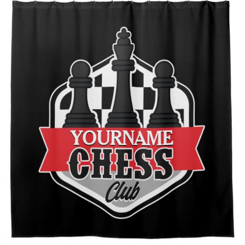 Personalized NAME Chess Player Club Checkmate  Shower Curtain