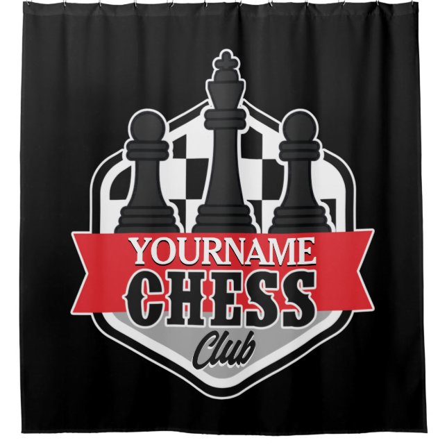 Personalized NAME Chess Player Club Checkmate  Shower Curtain (Front)