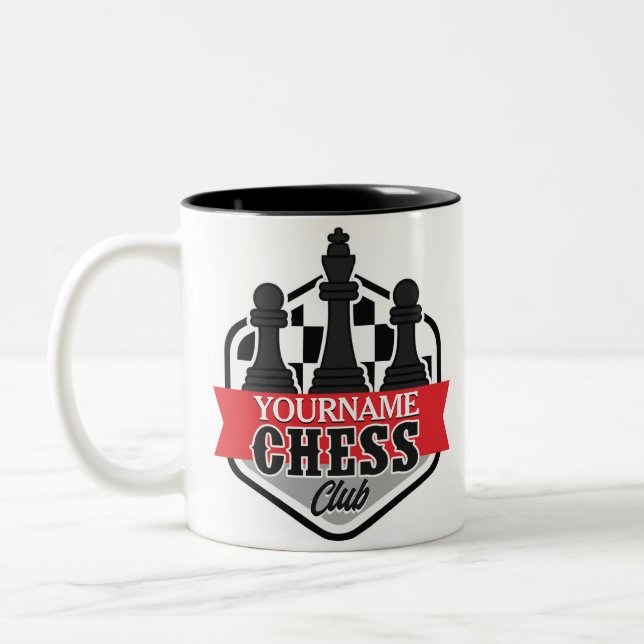 Personalized NAME Chess Player Club Checkmate  Two-Tone Coffee Mug (Left)