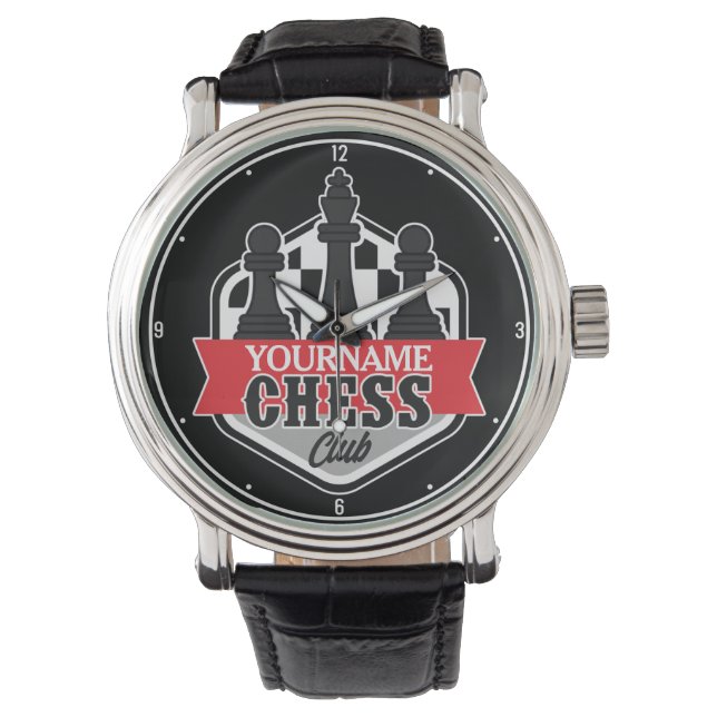 Personalized NAME Chess Player Club Checkmate  Watch (Front)