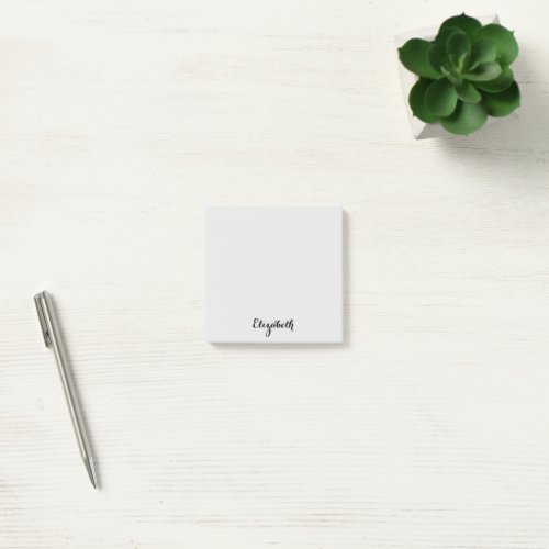 Personalized Name Chic Gray Home Office Business Post_it Notes