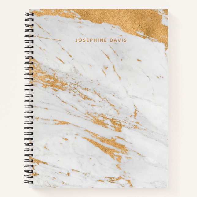 Personalized Name Chic Marble Journaling Gift Notebook (Front)