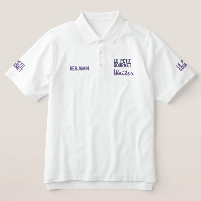 Personalized Name Chic Professional Kitchen Waiter Embroidered Polo Shirt (Design Front)