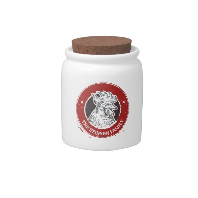 Personalized NAME Chicken Custom Country Rooster Candy Jar (Front)