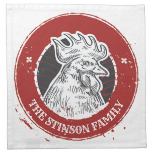 Personalized NAME Chicken Custom Country Rooster Cloth Napkin