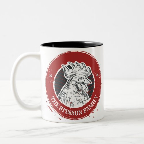 Personalized NAME Chicken Custom Country Rooster Two_Tone Coffee Mug