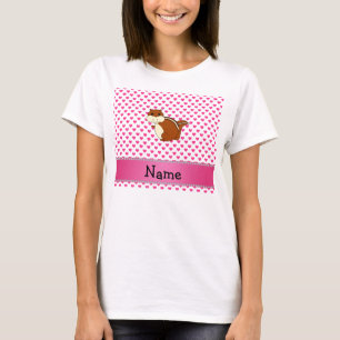 Personalized name chipmunk pink hearts T-Shirt