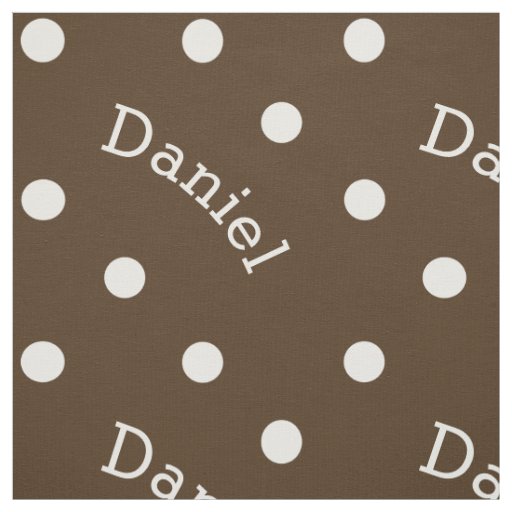 Personalized Name Chocolate Brown Polka Dot Fabric