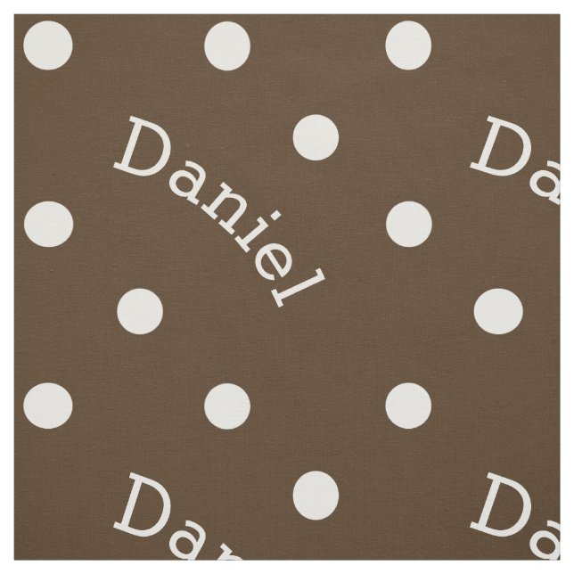 Personalized Name Chocolate Brown Polka Dot Fabric (Swatch)