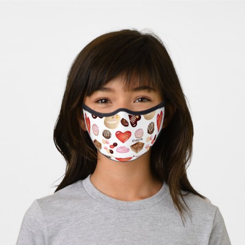 Personalized Name Chocolate Candy Heart Pattern Premium Face Mask