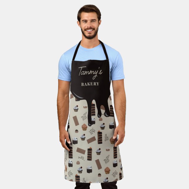 Personalized Name Chocolate Theme Pattern  Apron (Worn)