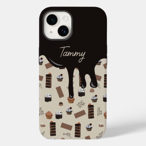 Personalized Name Chocolate Theme Pattern  Case_Mate iPhone 14 Case