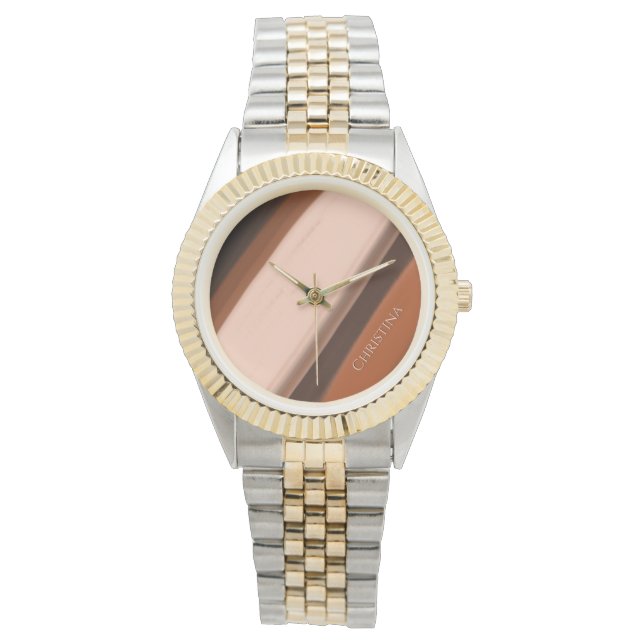 Personalized Name Chocolate Toffee Taupe  Watch (Front)