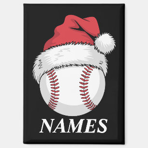 Personalized Name Christmas Baseball Santa Hat Magnet