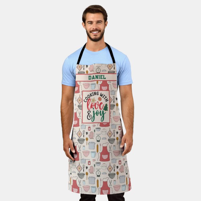 Personalized Name Christmas Cooking Kitchen Quotes Apron (Worn)