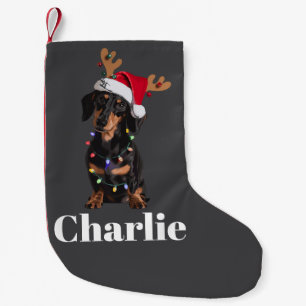 Personalized Name Christmas Dachshund Dog Lights Small Christmas Stocking