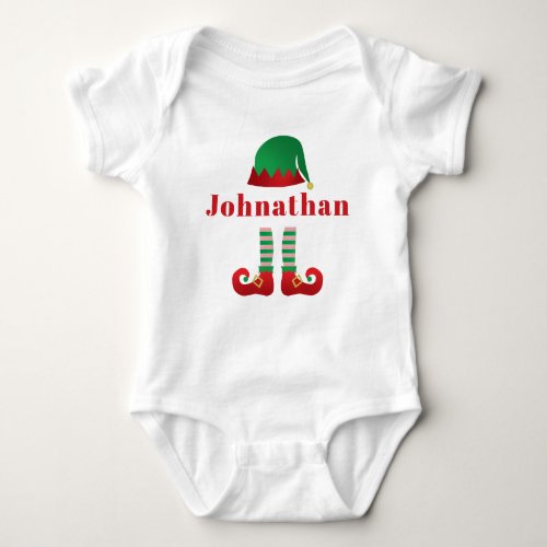 Personalized Name Christmas Elf Outfit Baby Bodysuit