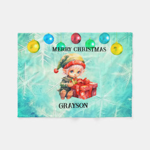 Personalized name Christmas Fleece Blanket