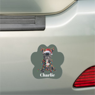Personalized Name Christmas French Bulldog Dog Car Magnet