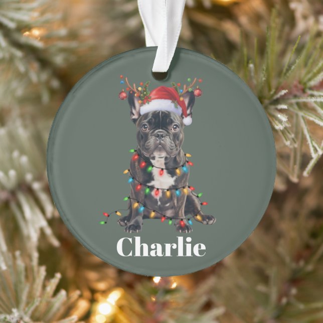 Personalized Name Christmas French Bulldog Dog  Ornament (Tree)