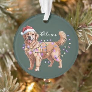 Personalized Name Christmas Golden Retriever Dog Ornament