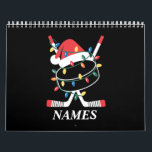 Personalized Name Christmas Hockey Xmas Santa Hat Calendar<br><div class="desc">Personalized Name Christmas Hockey Xmas Santa Sports Hat Ball</div>