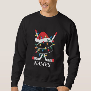 Personalized Name Christmas Hockey Xmas Santa Hat Sweatshirt