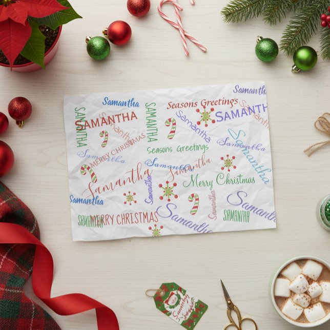 Personalized Name Christmas Holiday Tissue Paper (Creator Uploaded)