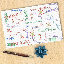 Personalized Name Christmas Holiday Tissue Paper